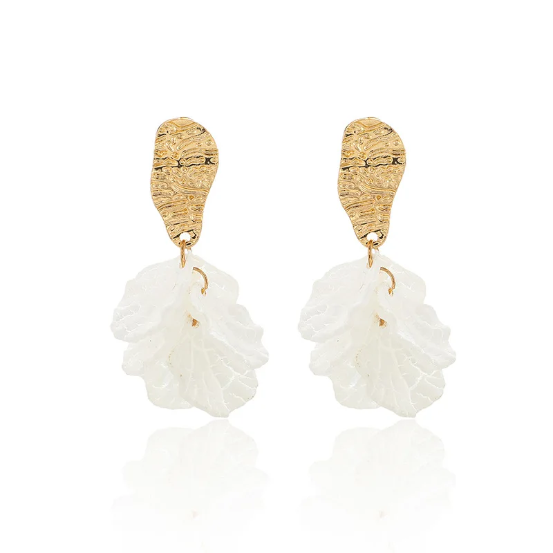 Женские серьги гвоздики в Корейском стиле вечерние нные с белыми лепестками и