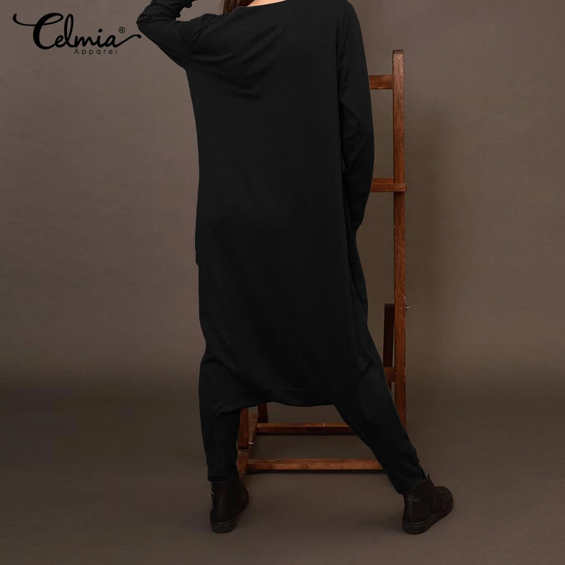 Для женщин с длинными рукавами прямая комбинезоны заниженным шаговым швом 2019 Celmia