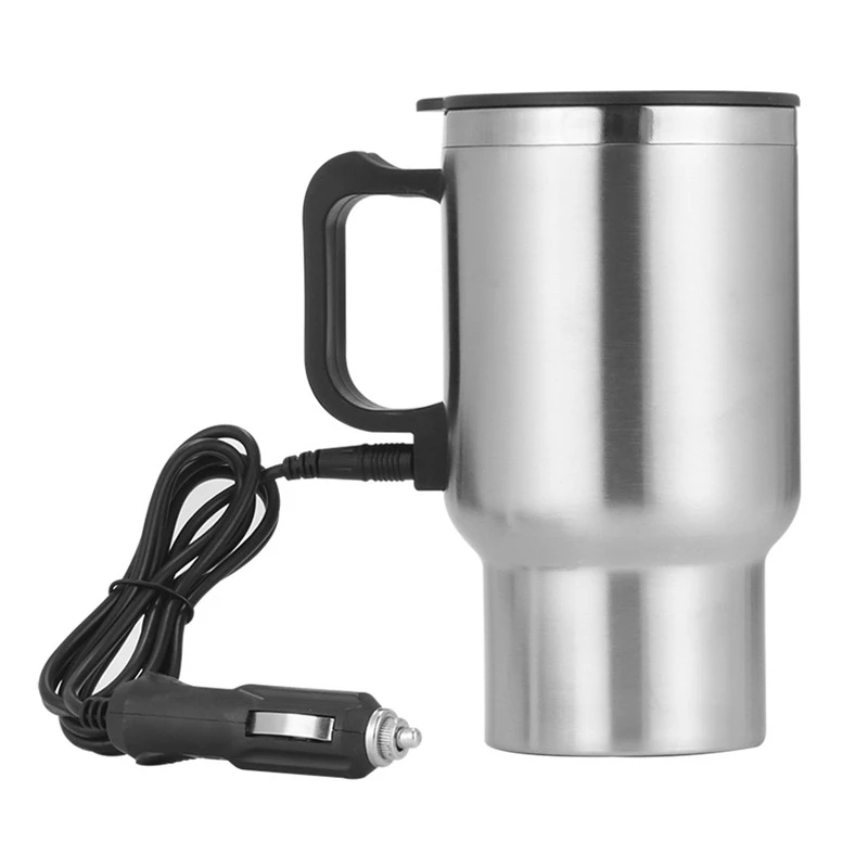 

450ML 12V Portable Cup Kettle Travel Coffee Mug Electric Stainless Steel With Cigar Lighter Cable Car Water Keep Warmer Kettle