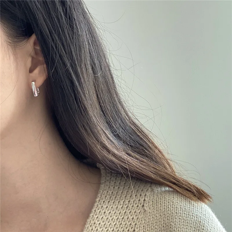 RUIYI реальные 925 стерлингового серебра Женские Простые Геометрические Квадратные