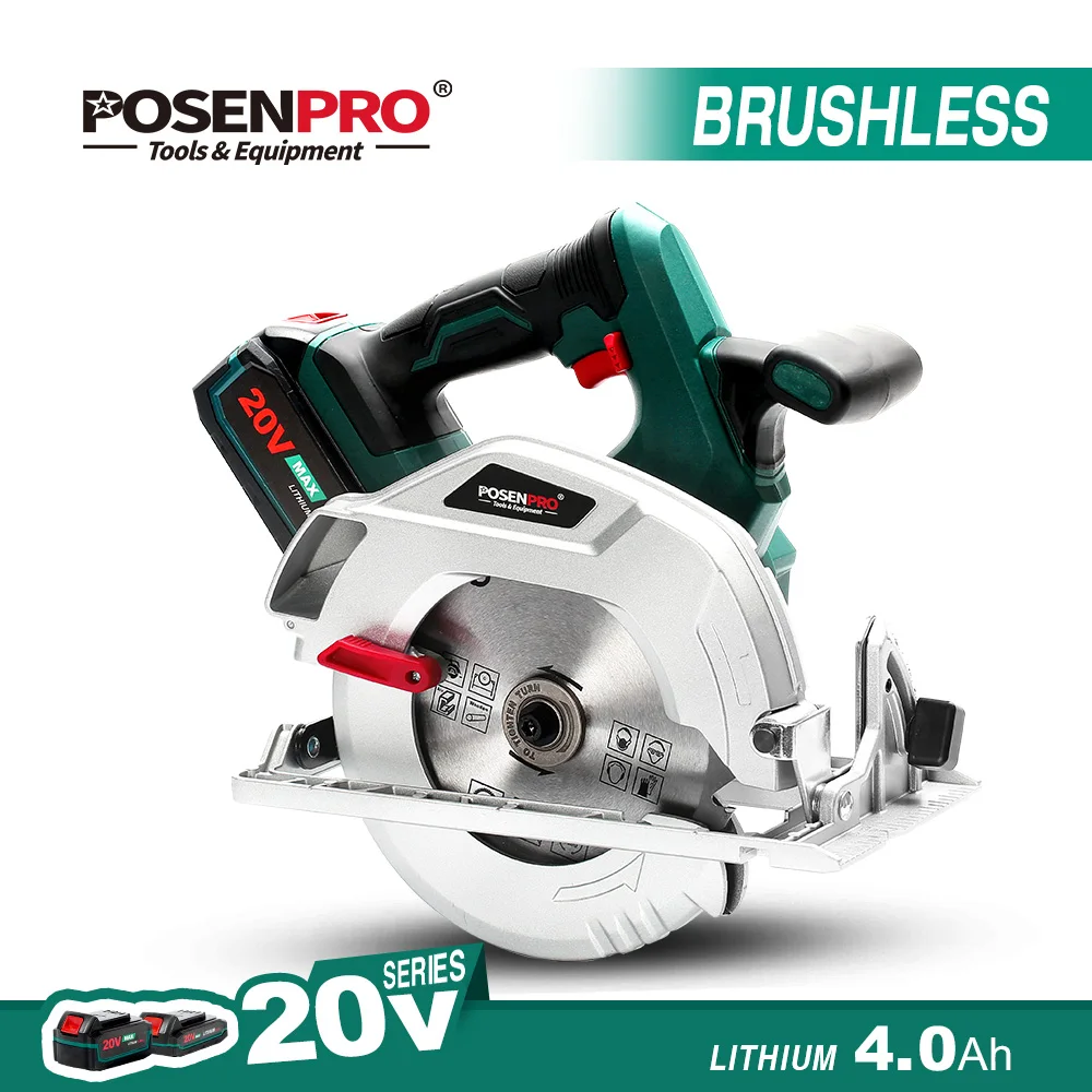 

Пила циркулярная POSENPRO, бесщеточная, 20 в, 4,0 Ач