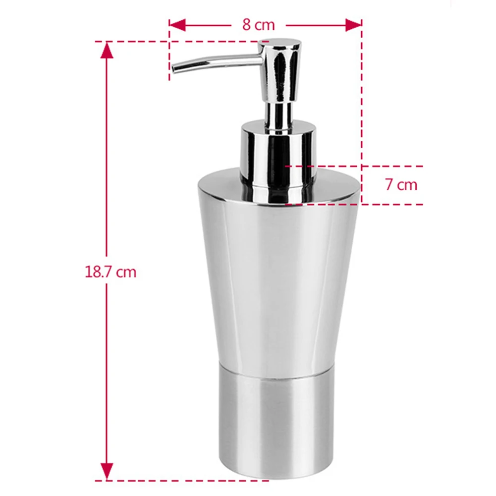 

Stainless Steel Press Type Liquid Soap Lotion Dispenser Bottle Bathroom Container