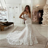 gorgeous handcraft wedding dress spaghetti straps appliques bride gown mermiad lace floor length bridal dresses vestito da sposa