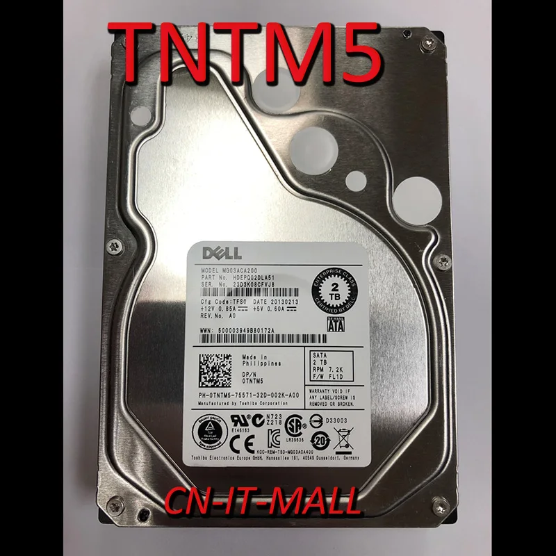 

3.5 2TB 0TNTM5 TNTM5 MG03ACA200 2T SATA 7.2K 6GB HDD Hard Drive