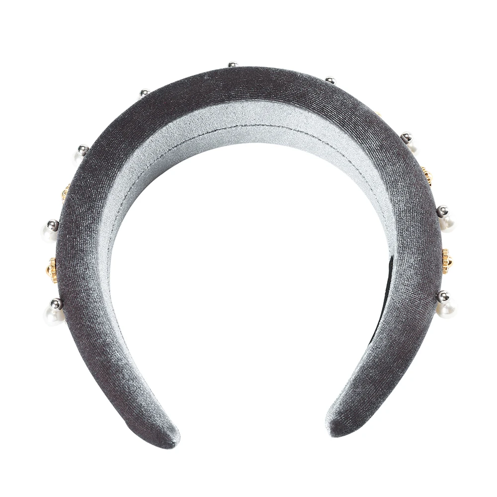 MOLANS перламутровая губка обруч для волос бархатные стразы лента одноцветная