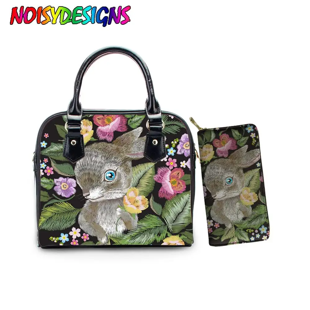 Женская сумка тоут noisydesign повседневная на плечо с кроличьим кроликом и сумочкой