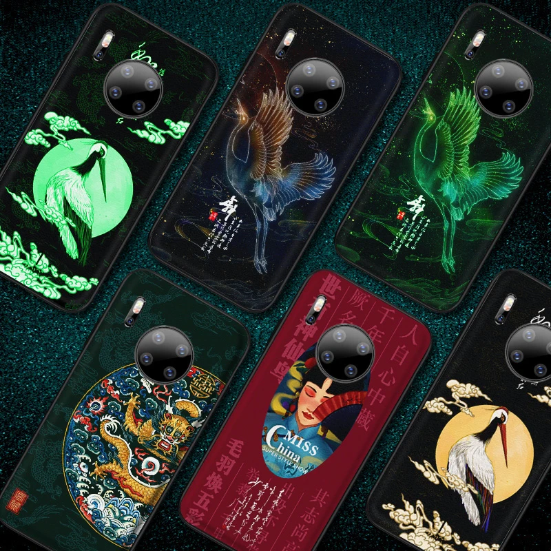 Светящийся чехол из искусственной кожи для Huawei Mate 30 20 Pro 20X P30 P20 мягкие