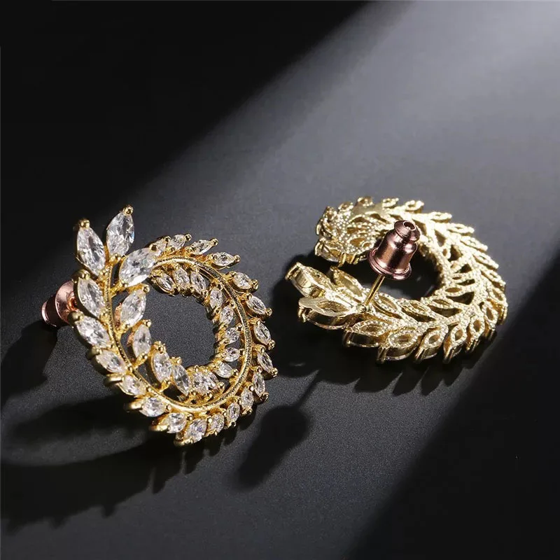 

YJ140 925 Sterling Silver Leaf 5A NSCD Stone Fashion Ear Nails Korean Earrings For Women Stud Earrings Jewelry