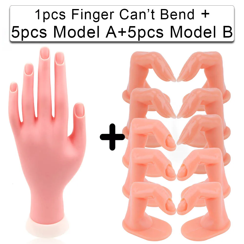 10pcs Set A 5/10 шт Искусственные ногти 1 шт ручные инструменты для маникюра и Практика пальцев Учебная модель Красота накладные ногти принтер арт гибкий мягкий инструменты - Цвет: 10pcs Set A
