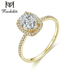 Женские кольца с натуральным моиссанитом kuolit 10K 14K, желтое золото 1,5 карат, Овальный цвет D, Пасьянс для обещания, обручальное кольцо