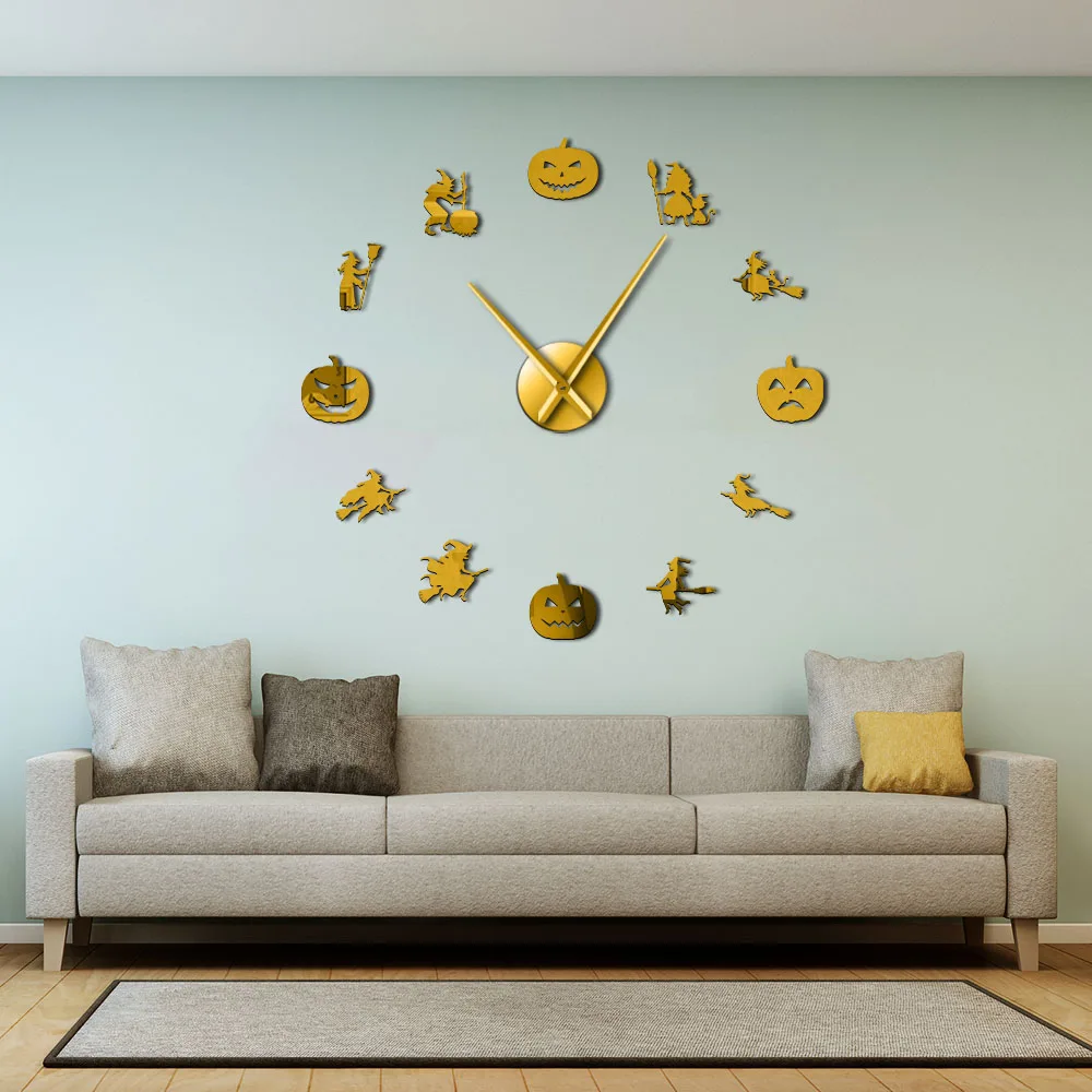 Гигантские настенные часы с силуэтом ведьмы бромпадом сделай сам на Хэллоуин