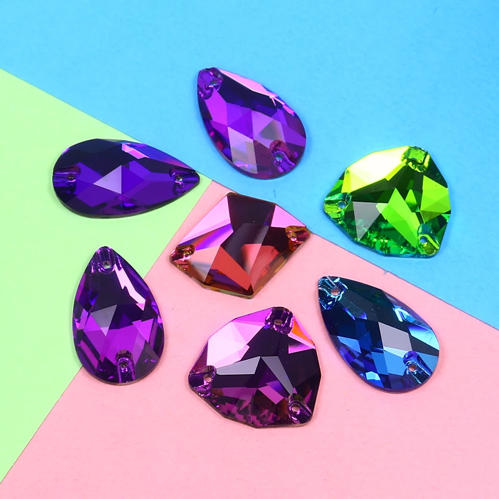10 шт смешанные формы красочные из хрустального стекла для пошива стразы