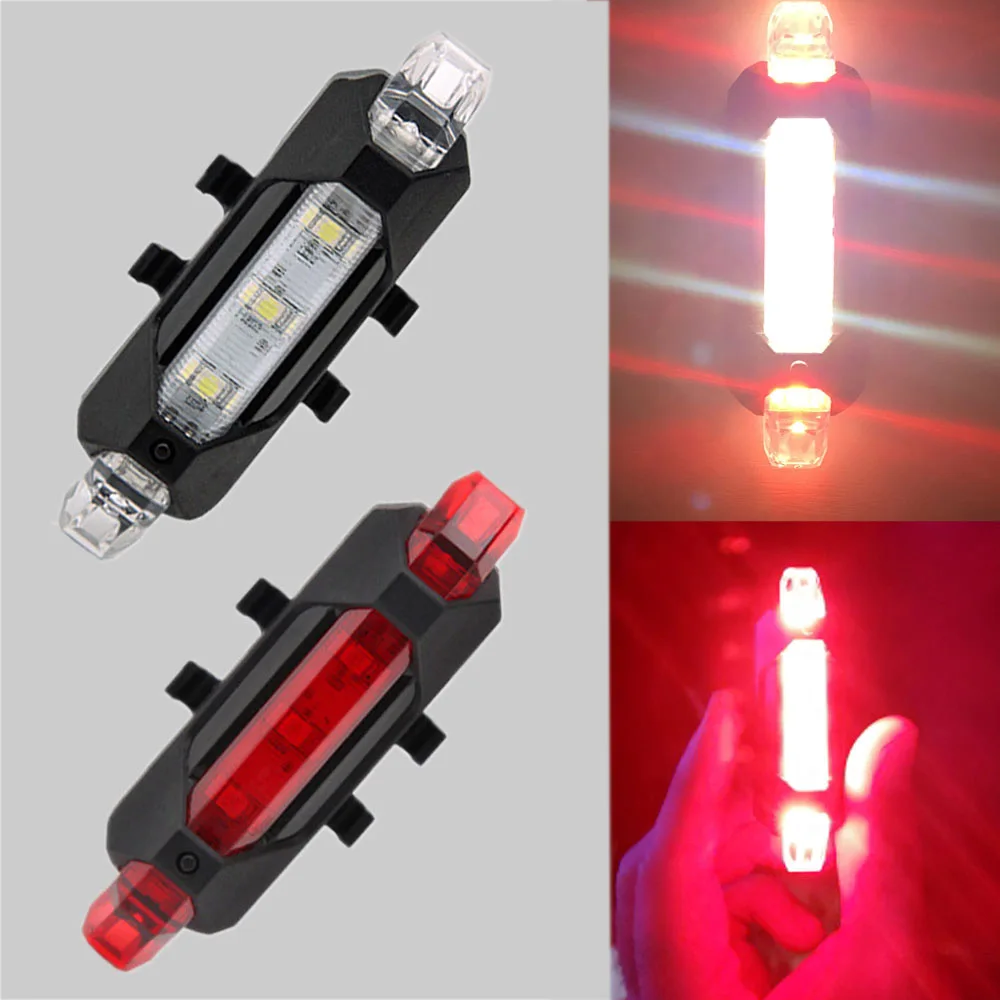 red add red white Zacro 2 шт. велосипедные фары 3 режима Led велосипед Предупреждение портативный свет USB Перезаряжаемый 1 комбо задний фонарь - Цвет: red add red white