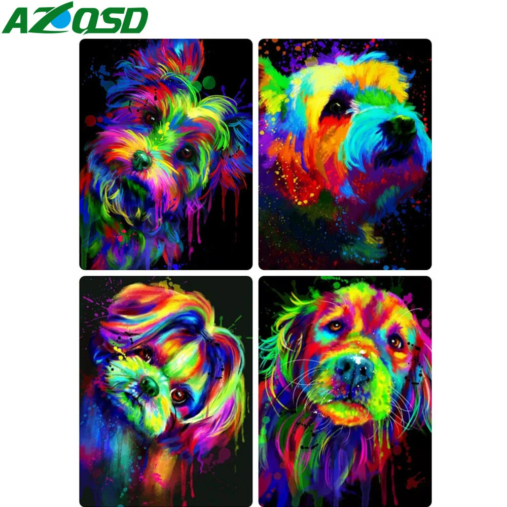 

Раскраска по номерам на холсте с собакой, без рамки