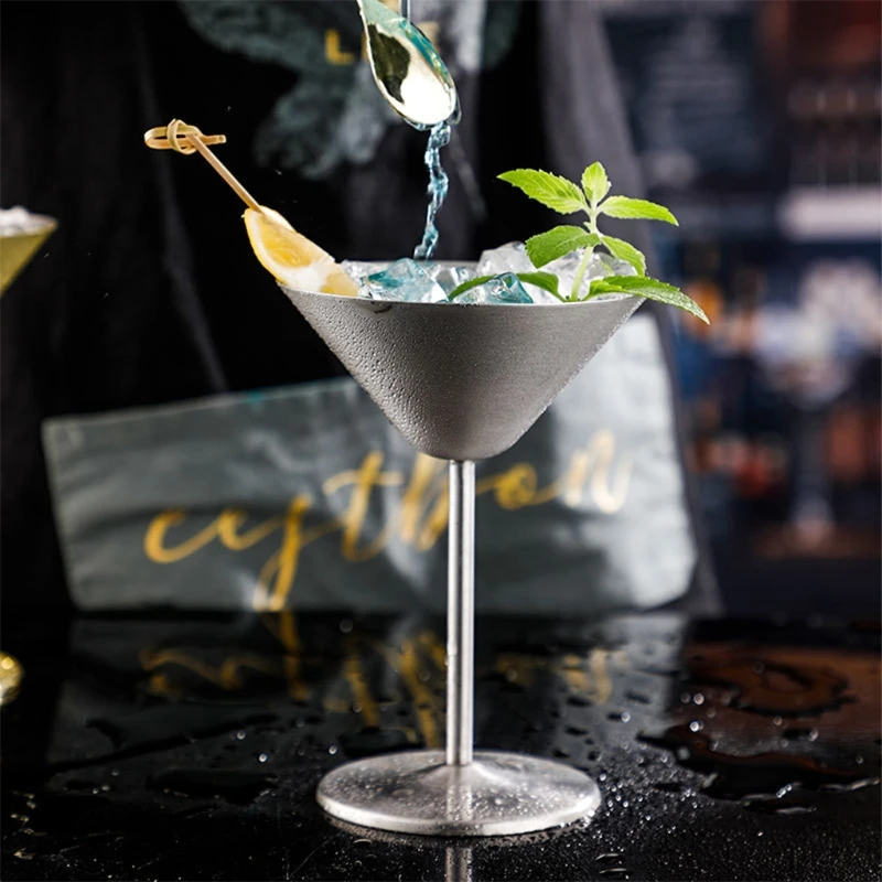 1 Pack Stainless Steel Material Cup Martini Glasses Steel Shatterproof Metal Cocktail Glasses Unbreakable Durable Unique