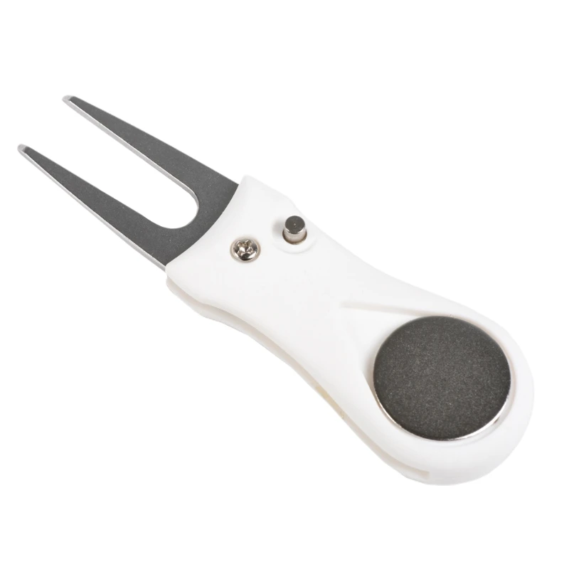 

Golf Divot Repair Tool with Pop-up Button Magnetic Fork Ball Marker Lightweight Portable Foldable Golf Pitch Stainless H053