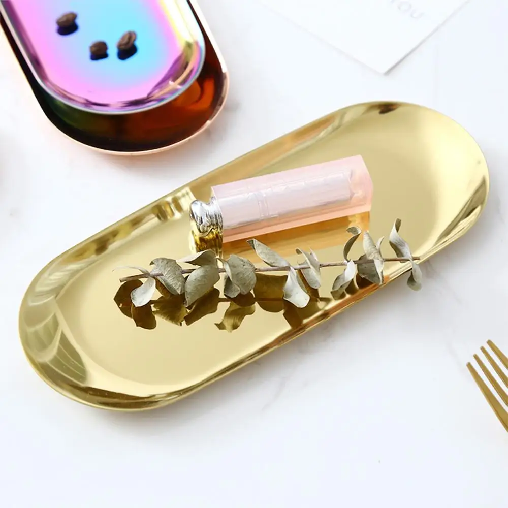 Золотая обеденная тарелка в скандинавском стиле десертная из нержавеющей стали