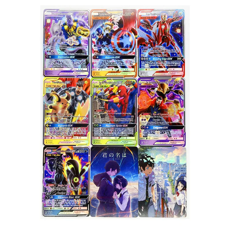 Juego de Pokemon GX y tu nombre, colecci&oacute;n de cartas de Anime, pasatiempos, coleccionables, 9 unids/set-0