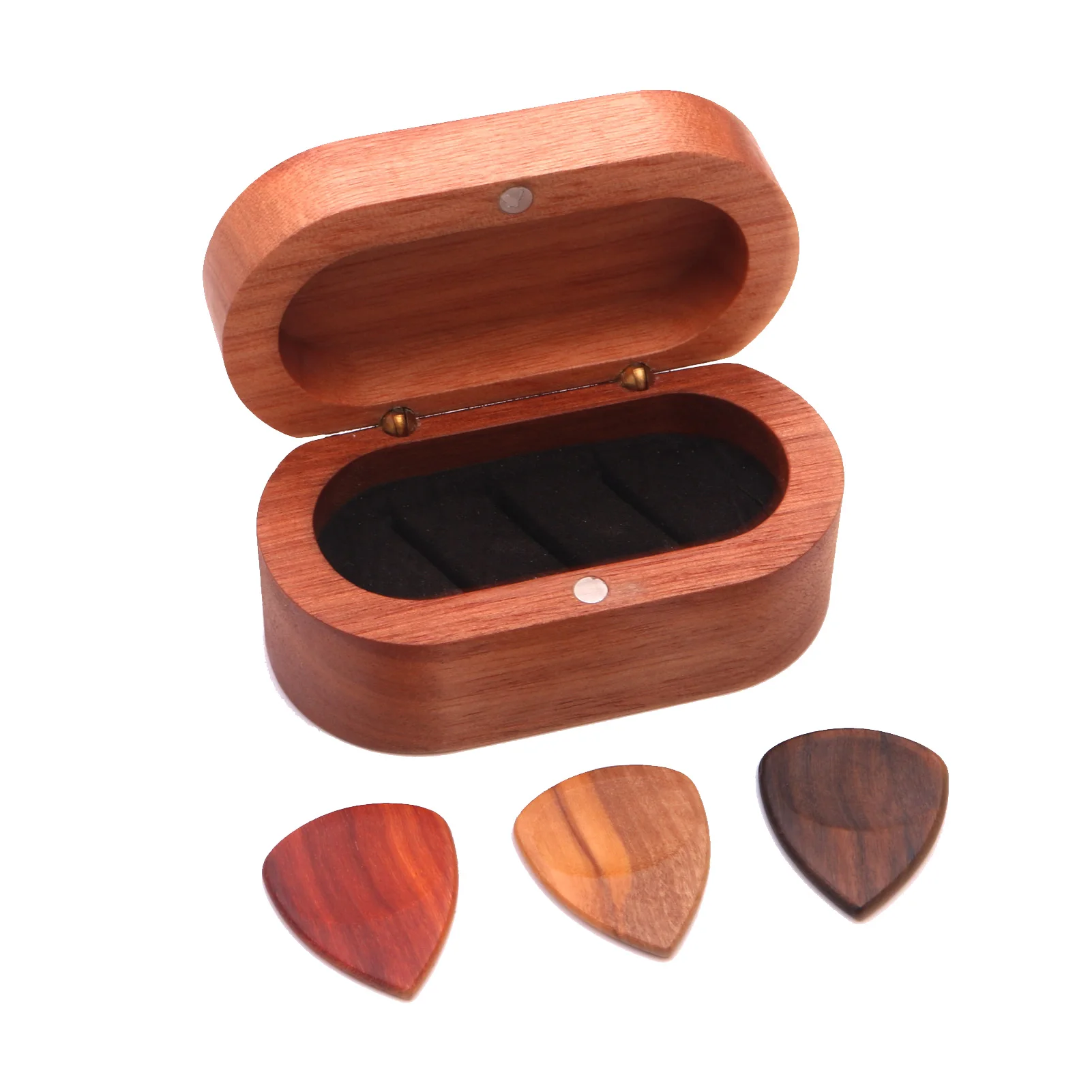 

Wooden Guitar Pick Set Bass With Storage Holder Delicate Case Accessories Box Music Instrument Gift Travel Portable Stringed