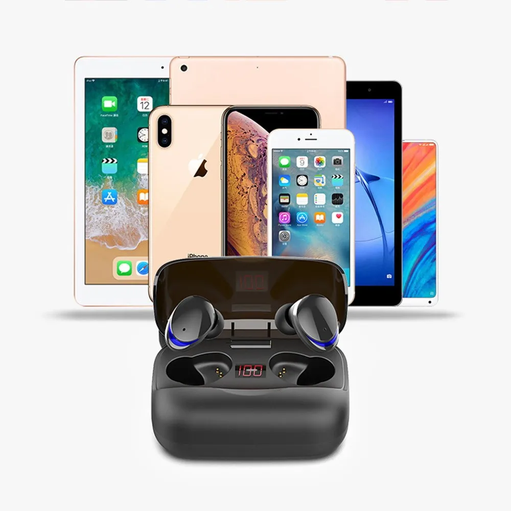Bluetooth Earphone true V5.0 Wireless Sports Headset long standby LED Touch IPX7 Waterproof Headphone with power bank for xiaomi |