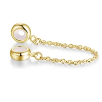 gold stopper safety chain charm bead fit original bracelet rose gold charms 925 silver sterling beads jewelry making accessories
