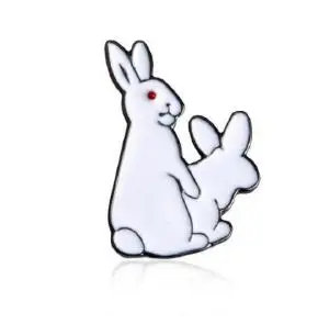Белые кролики брошь злой животных Кролик эмаль металлическая пряжка булавка для