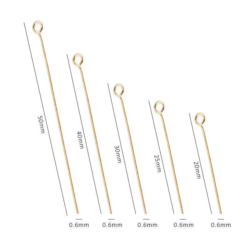 50-100 Stücke Edelstahl Auge Kopf Pins 20 25 30 40 50mm Gold Original Farbe Eyepins Erkenntnisse für DIY Schmuck Machen Zubehör – Detail 2