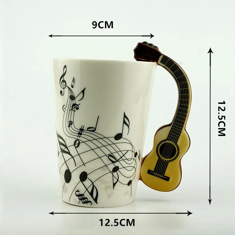 

1pcs 250mlCreative Music Mug Violin Style Guitar Ceramic Mug Coffee Tea Milk Stave Cups with Handle Coffee Mugs Novelty Gifts