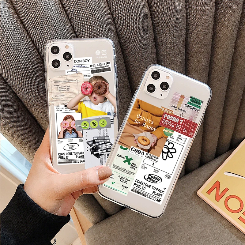 

Fashion Donut Boy label Phone Cover For iPhone 11 12 13 Pro Max X XR XS Max 6S 7 8 Plus 13Mini SE20 color Soft Silicone TPU Case