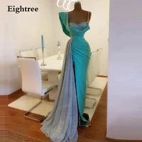 eightree luxury satin spaghetti evening dress high side slit sleeveless strapless prom gowns 2022 formal party dresses vestidos