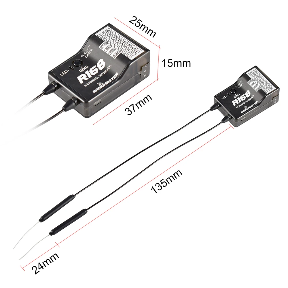 RadioMaster-receptor Nano R81, R84, R86, R86C, R88, R161, R168, 2,4 GHz, m&aacute;s de 1KM, Compatible con FrSky D8, TX16S, RSSI-4
