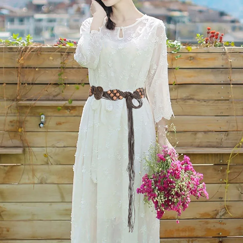 Новый Этнический стиль восковая веревка тканая пляжная богемная Женская Тонкая