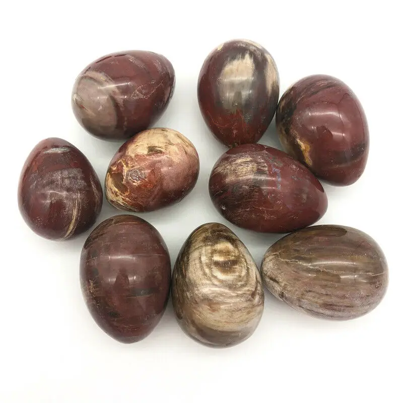 

Natural Raw Wooden Fossil Wood Stone Eggs Polishing Quartz Minerals Xylopal Ornaments Vintage Folk Crafts Furnish And Decorate