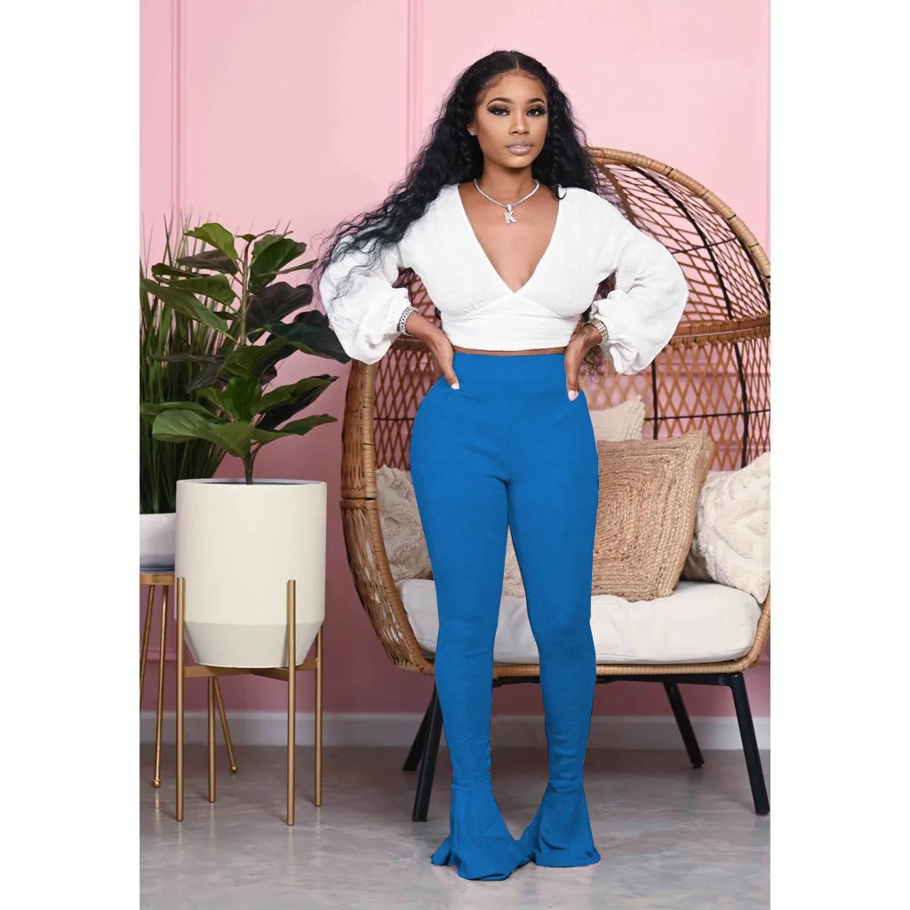 Женские расклешенные брюки Autume однотонные пикантные облегающие длинные с