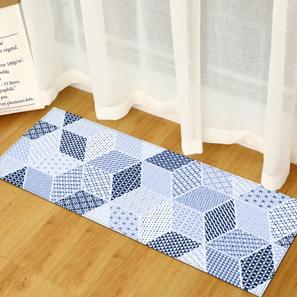 

WUJIE 7 Styles Geometric Pattern Kitchen Rug Rectangle Dootmat Anti-slip Area Carpet for Living Room Bedroom Mat Home Decoration