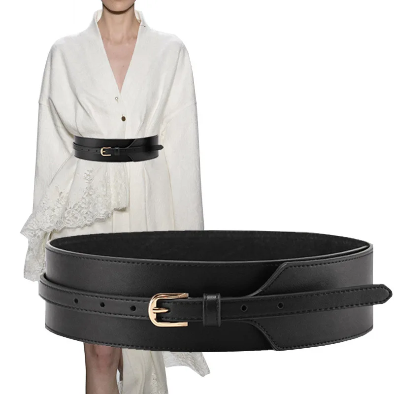 

Luxury ladies wide belt elastic vintage buckle leather wide fashion wild pin buckle women's belt waist seal belt