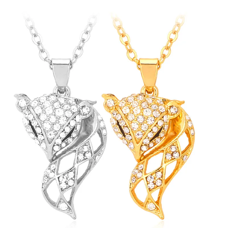 

ChainsPro Crystal Fox Pendant Love Gift Gold/Silver Color Crystal Zirconia Animal Necklace Women P869
