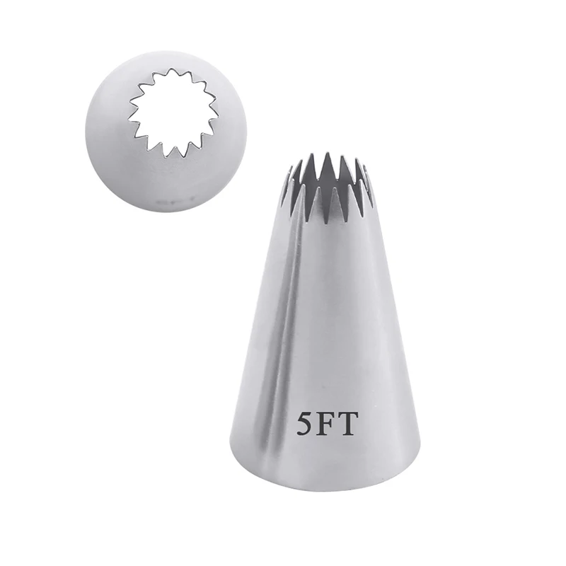 

1PCS 5FT# Puffing Cookie Stainless Steel Cream Cupcake Pastry Nozzles Cake Decorating Icing Piping Tips Baking Tools