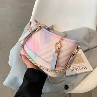 bucket bag female 2021 new color matching wandering bag slung fashion single shoulder straw chain bag bags