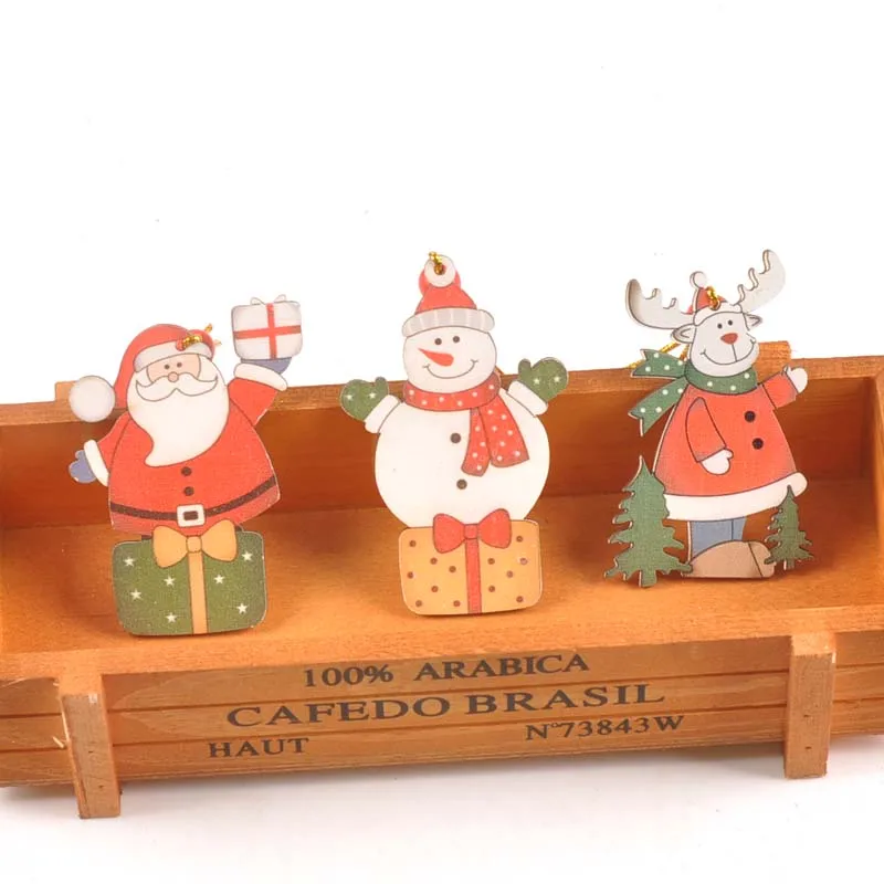 Новогодние Деревянные Подвески в виде звезд Рождественская елка украшение для