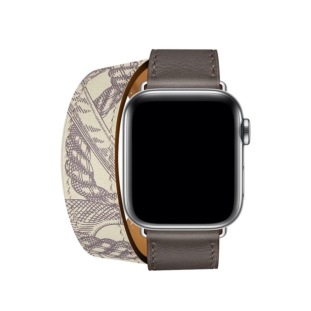 Etain Beton D Двойной тур ремешок для Apple Watch серии 5 4 3 2 1 ремешок для iWatch Ремень Высокое качество Натуральная кожа петля 38 мм/40 мм/42 мм/44 мм - Цвет ремешка: Etain Beton D