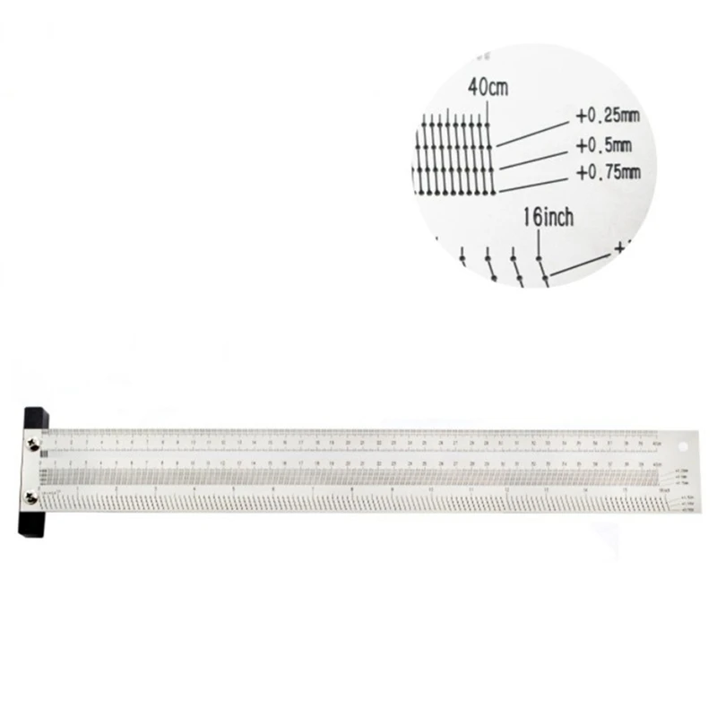 

ABSF High-Precision Hole Scale Ruler T-Rule T Square mm/in Fine Woodworking Scribe Mark Line Tool