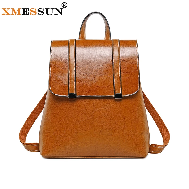 

XMESSUN Business Cowhide Backpack Fashion Travel Bag Design Large Capacity Genuine Leather Casual Shoulder Bag Women Bag K28