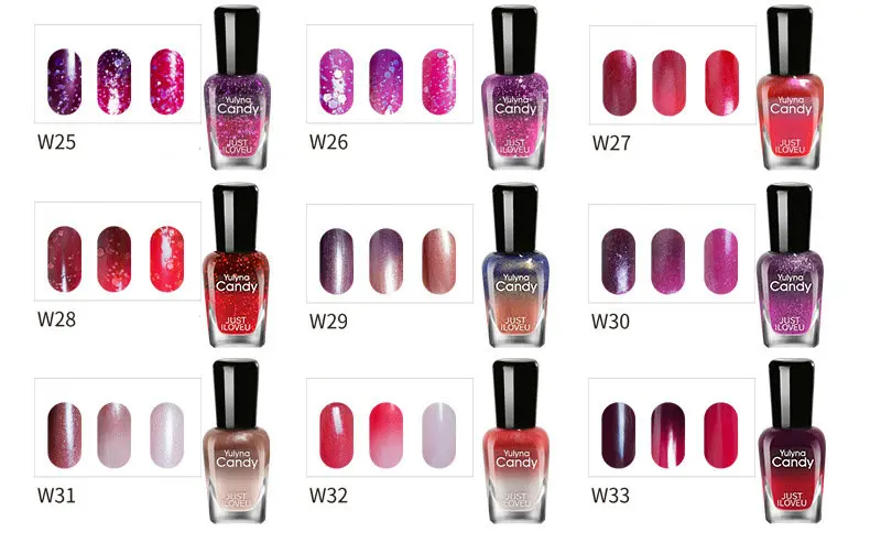 

YULINA Thermal Nail Polish Temperature Color Changing Water-based Nail Varnish Shimmer Nail Lacquer Long Lating Quick Drying