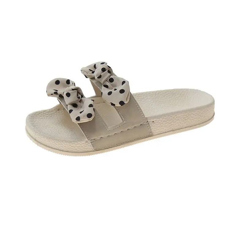 

Flat Shoes Female Butterfly-Knot House Slippers Platform Slipers Women Luxury Slides 2021 Designer Soft Summer Floral Fabric PU