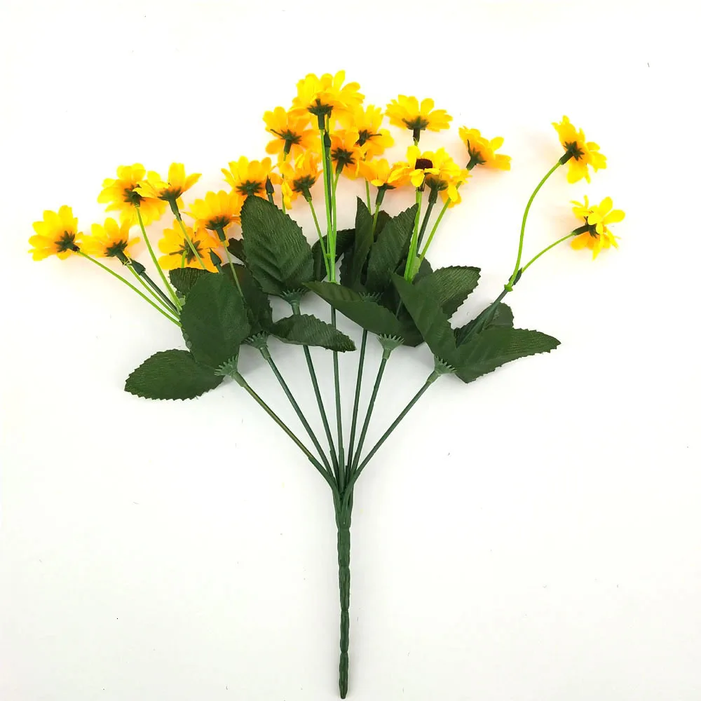 Yellow 22 головки/шт подсолнухи Искусственные цветы Подсолнух букет для комнаты свадебный Декор Искусственные цветы из шелка для цветочной композиции - Цвет: Yellow