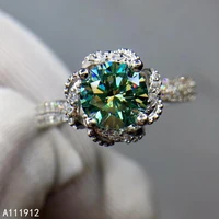 kjjeaxcmy fine jewelry green mosang diamond 925 sterling silver new women ring support test trendy hot selling