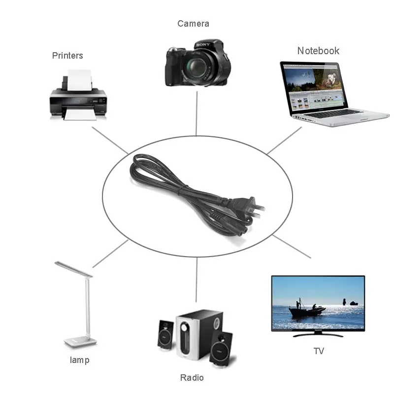 150pcs Laptop US Japan Power Cable 1.5m Figure 8 IEC C7 Supply Cord For Radio Router Sony PSP 3 4 Printer Samsung LG TV | Обустройство