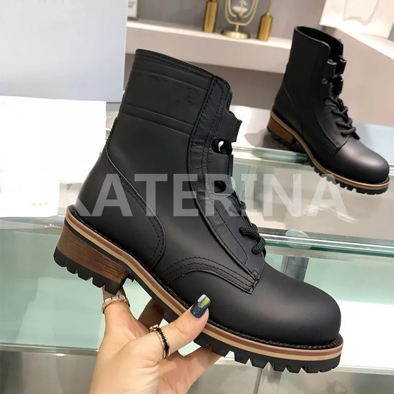 

New Arrival Brand Fashion Ankle Boots Women Genuine Leather Lace-Up Platform Ladies Winter Boots Handmade Martin Boots High Top