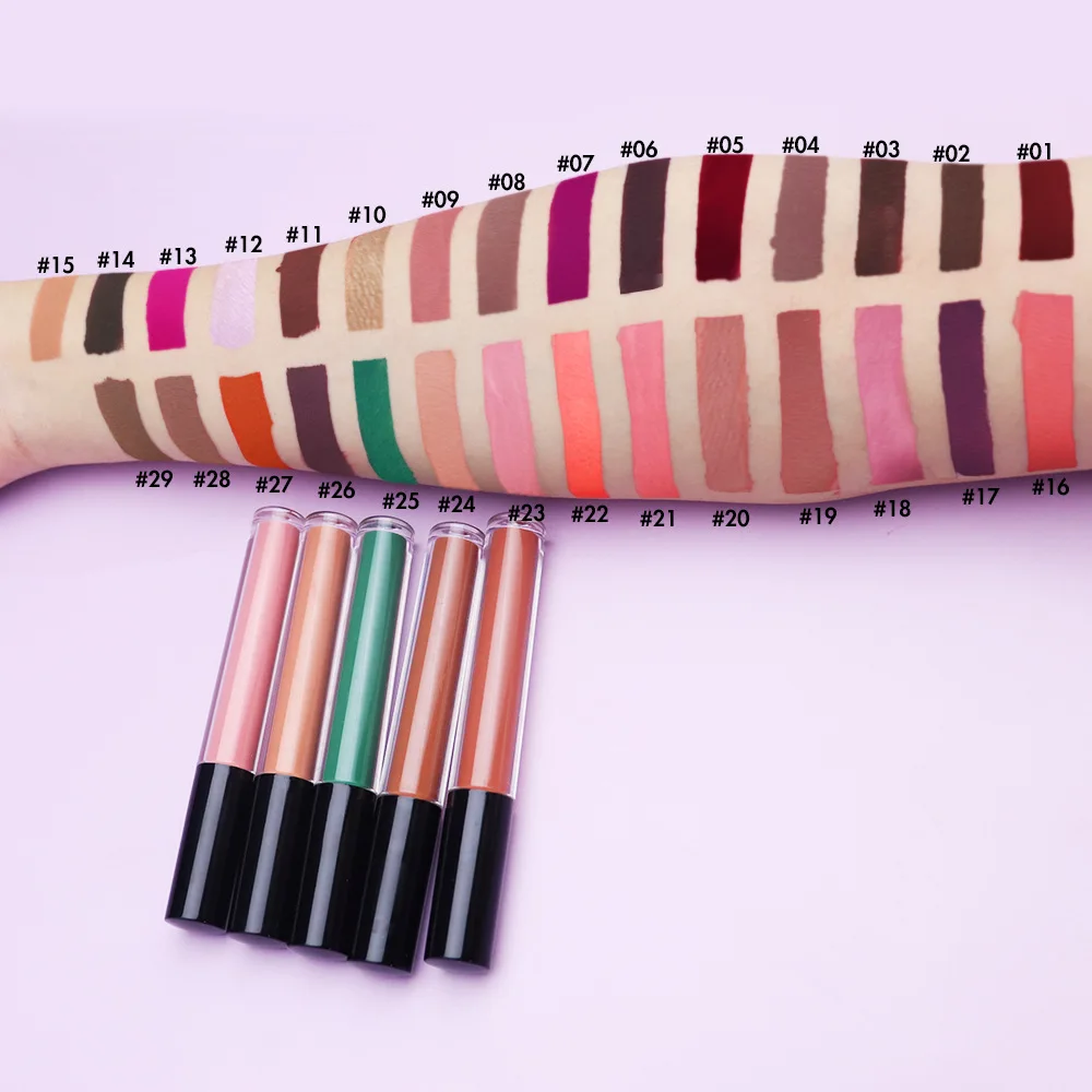 

Wholesale Matte Liquid Lipstick Makeup Private Label Waterproof Long Lasting Lip Tint 29 Shade Lipgloss Vegan Cosmetics